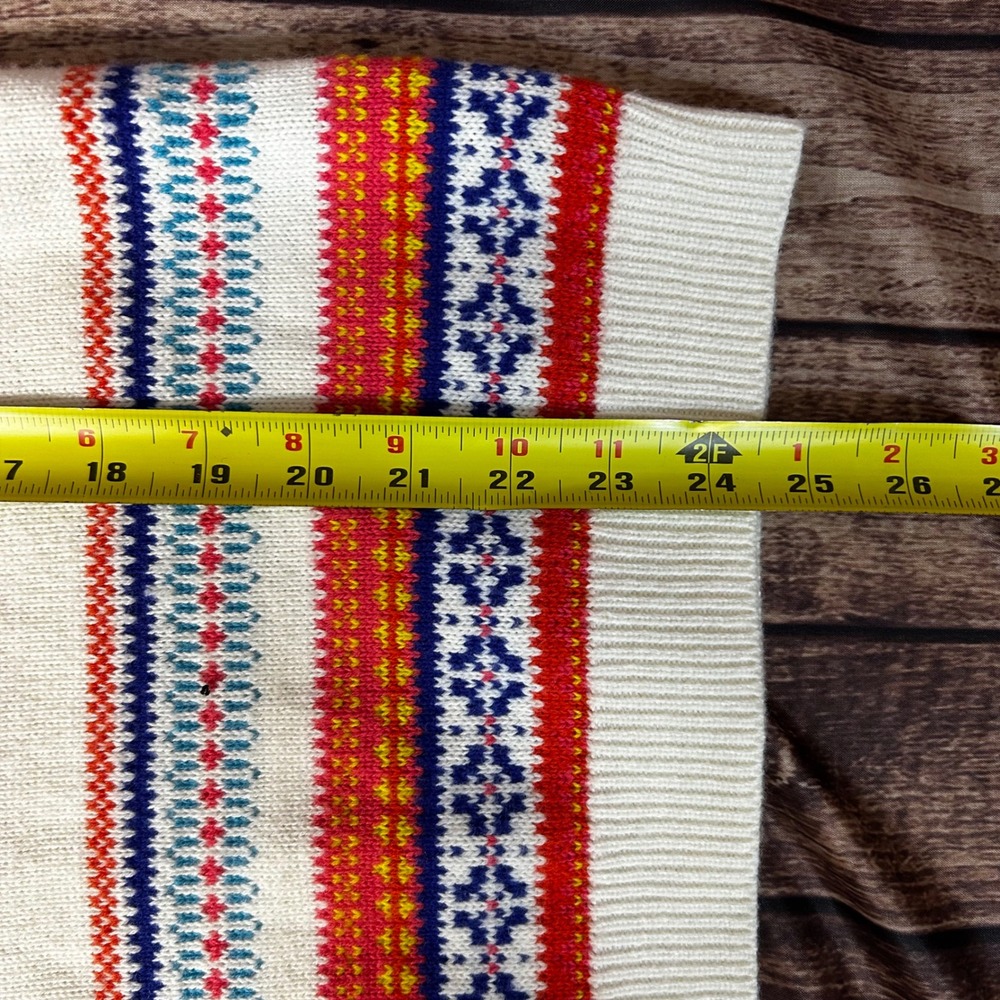 Talbots Womens White Multi Color Fair Isle Stripe Lambswool Blend Sweater Size M - Picture 8 of 8